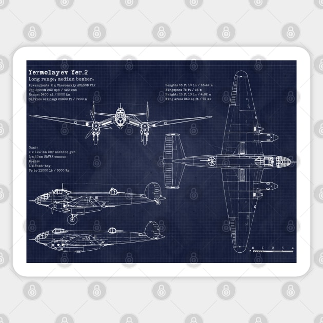 Blueprint Yermolayev Yer-2 Sticker by Aircraft.Lover